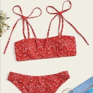 SheIn Floral Shoulder Tie Bikini Top